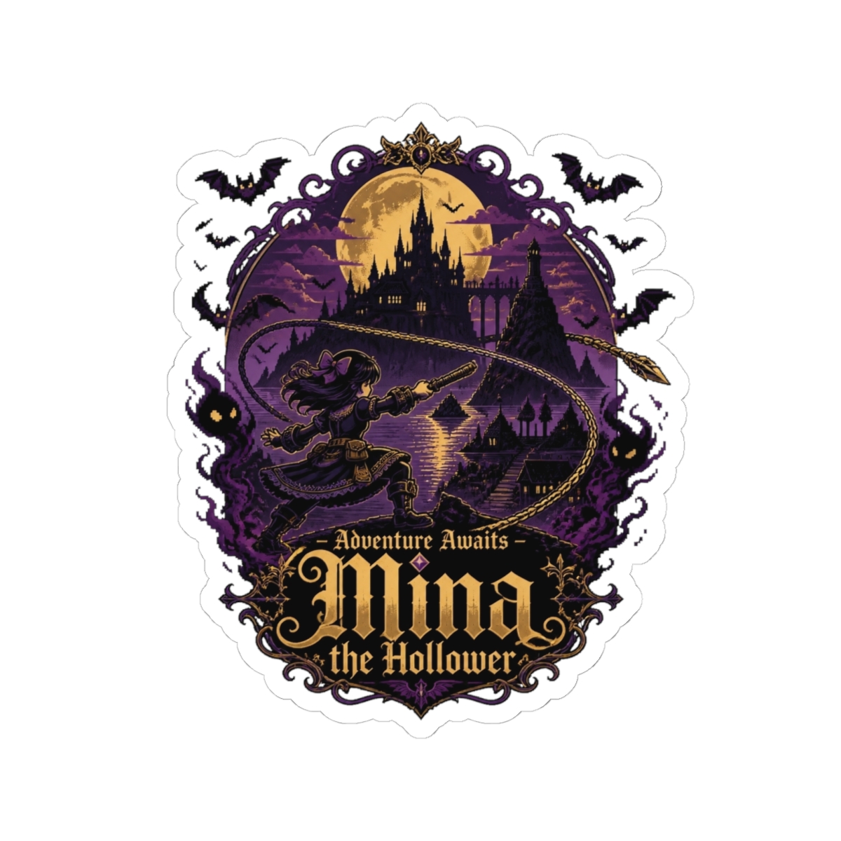 Mina the Hollower "Adventure Awaits – Mina the Hollower" Sticker